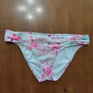 Victoria's Secret Floral Multicolor Ruched Low Rise Hipster Bikini Bottoms M